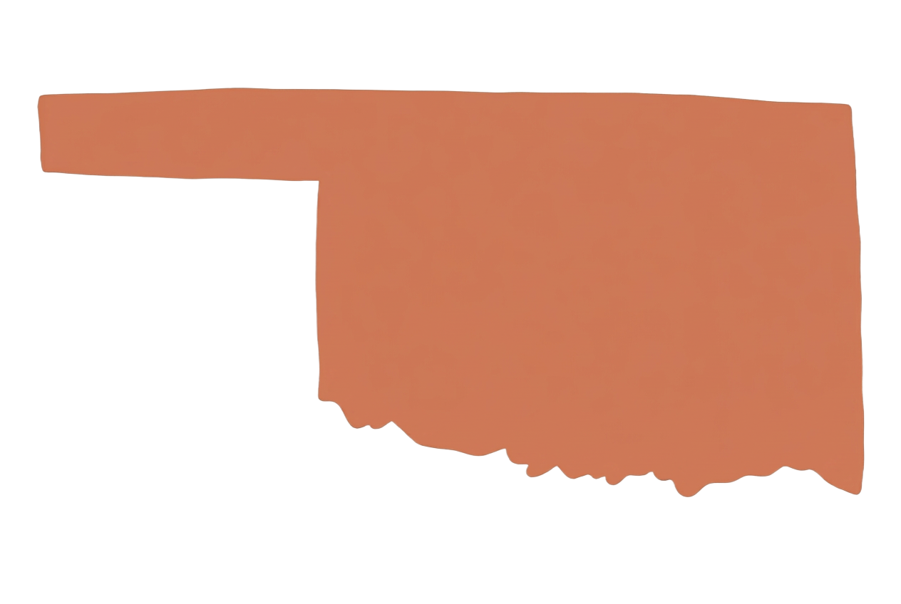 Map of Oklahoma — service area for Ashtonishing Art live wedding painter